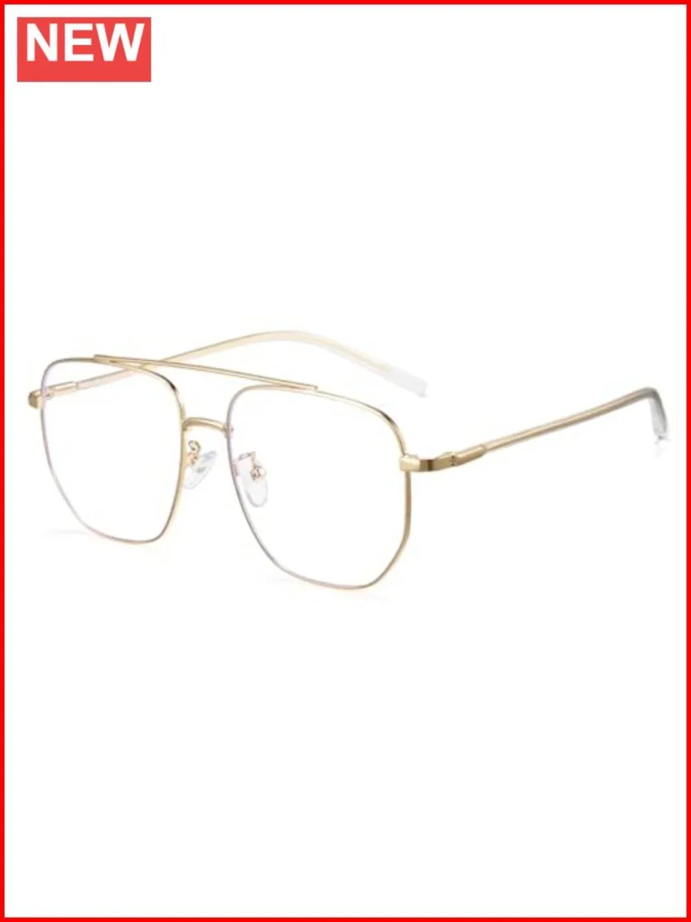 Oversized Aviator Blue Light Glasses Metal Frame Computer Screen Eye Strain